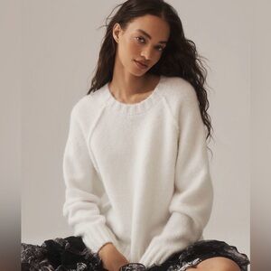 NWT Anthropologie the cline chunky crewneck sweater - white - medium